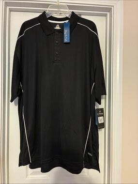 Men’s NWT 2XLT Russell Athletic Black Polo with White Piping